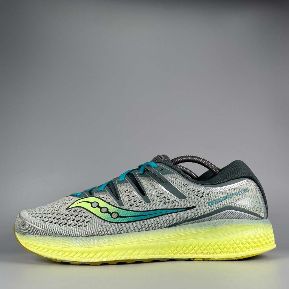 Saucony Triumph ISO 5 Men's 10 Grey Teal Citron Running Sneakers Athletic Shoes